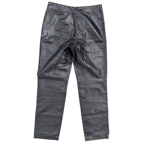 Carla Falleri Italy Women's US 10 Genuine Leather Black Studded Leather Pants - Picture 2 of 10